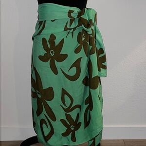 Floral Sarong Wrap in Green and Brown
